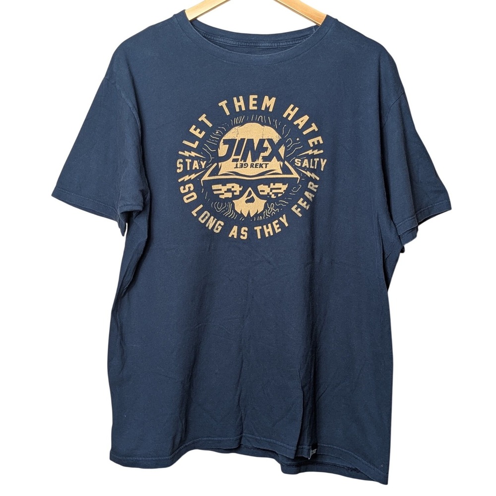 Jinx Graphic T Shirt Mens XL Blue Let Them Hate Stay Salty Gamer Streetwear Tee